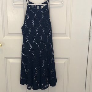 Navy lace and sparkle dress